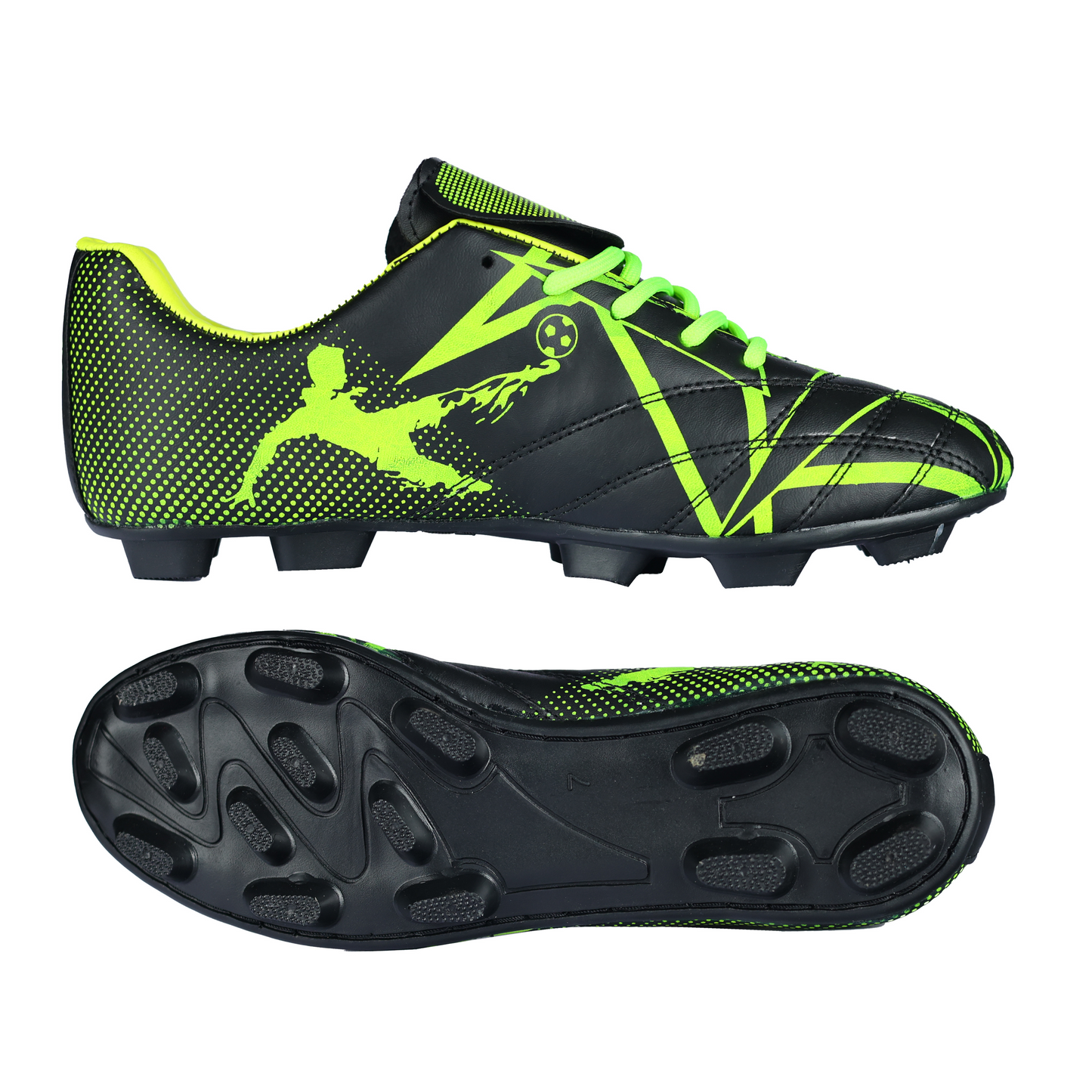 Fenta KICK: Beginner PU Soccer Shoes with Black PVC Sole