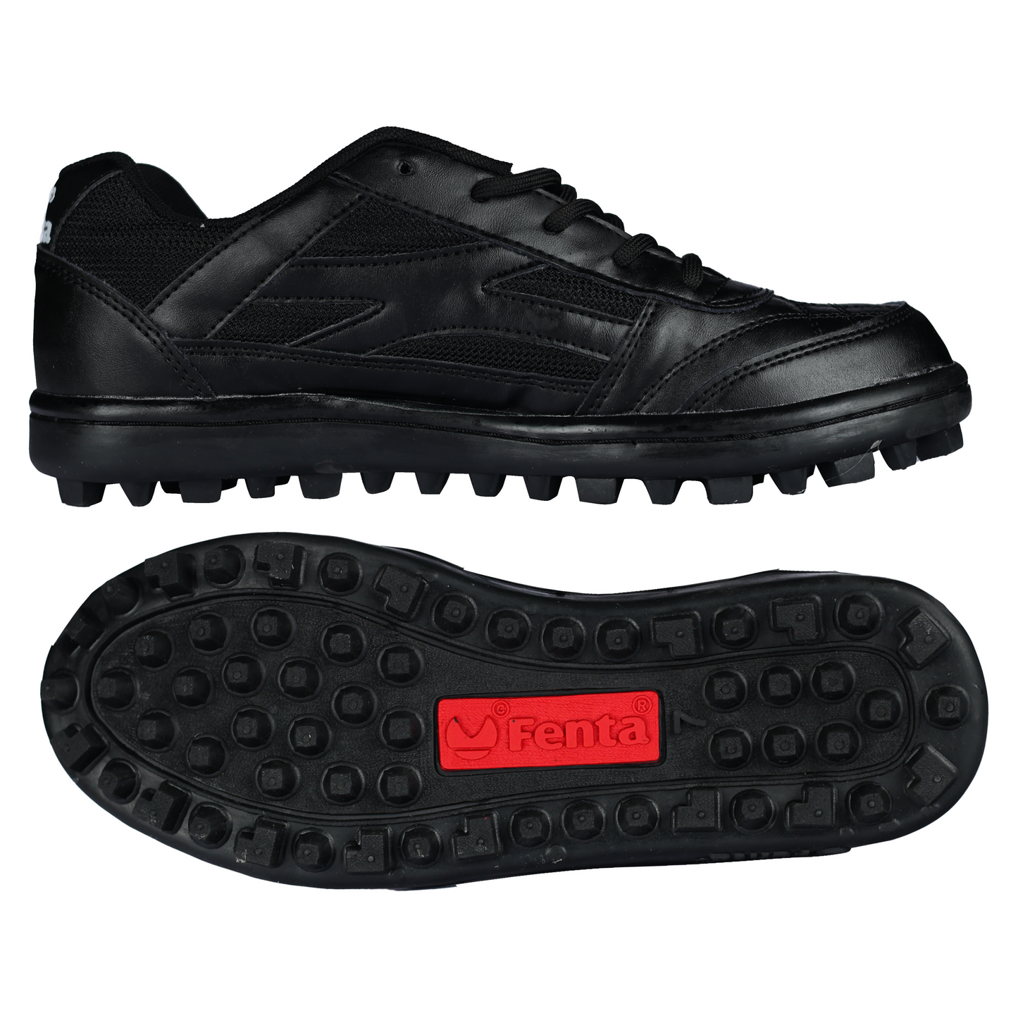 Fenta BLACK BULLS: Durable PU Work Shoe with High-Traction Black Rubber Sole