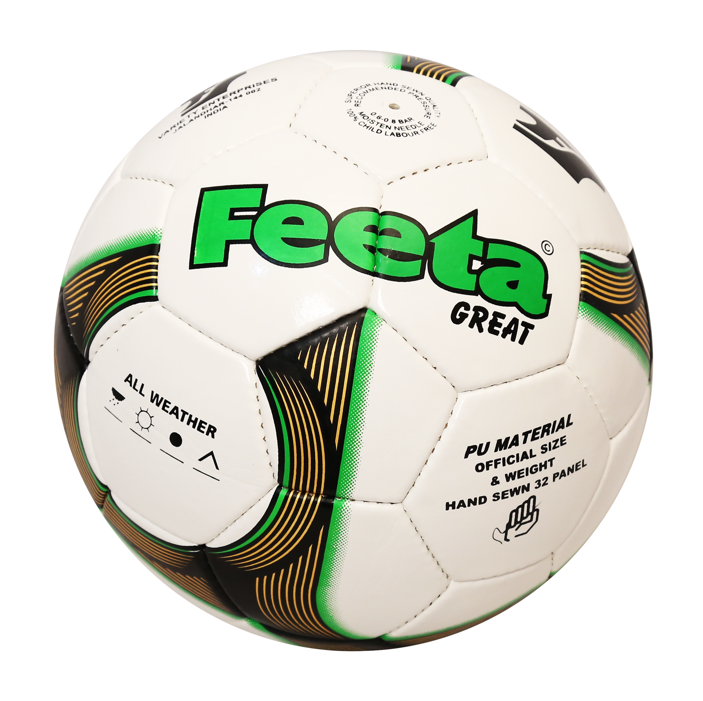 Fenta Sports Boy's Great Football (White- Green)